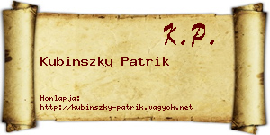 Kubinszky Patrik névjegykártya