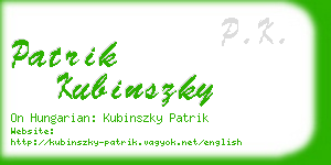 patrik kubinszky business card
